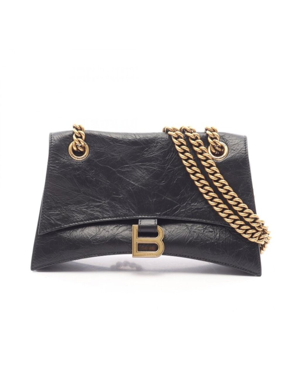 Balenciaga Shoulder Bag Crush Black Leather Chain Small
